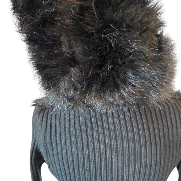 Roberto Cavalli Vintage Black Faux Fur Hooded Sweater Jacket Small - Picture 9 of 16